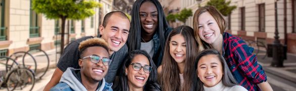 Group of diverse teens smiling
